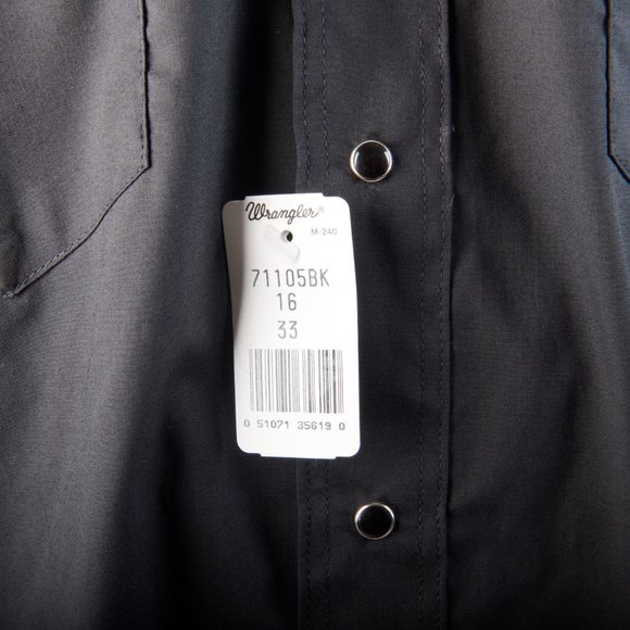 Wrangler Men's 16 x 33 Men's fitted Black Snap Western Cowboy Shirt NWT NEW!!! - Picture 9 of 15